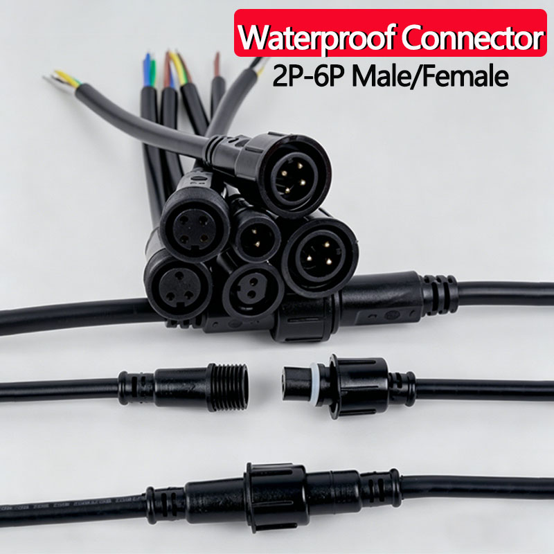 Cable Gland Waterproof - ชุดขั้วต่อสายไฟกันน้ำ 2/3/4/5/6 พิน พร้อมปลั๊กและสายเคเบิลขนาด 0.5-1.5 มม.²
