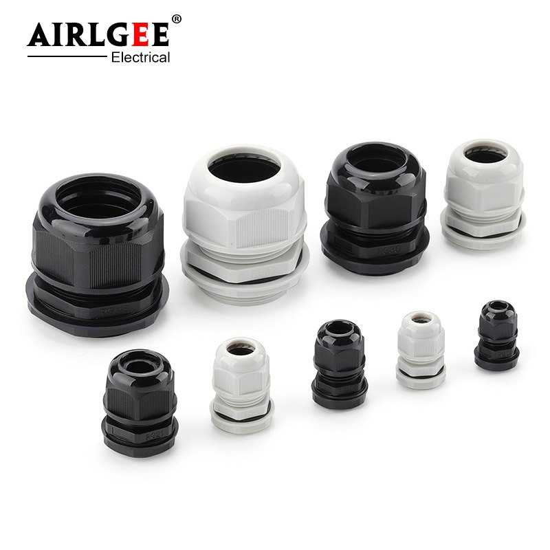 Cable Gland Waterproof - 10Pcs สีขาวสีดำไนลอนพลาสติกเชื่อมต่อ PG7 PG9 PG11 PG13.5